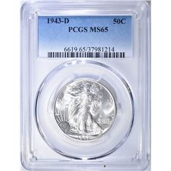 1943-D WALKING LIBERTY HALF DOLLAR  PCGS MS-65