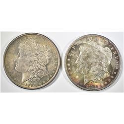 1885-O RAINBOW & 1889 MORGAN DOLLARS BOTH CH BU