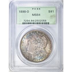 1898-O MORGAN DOLLAR PCGS MS-64  COLOR!