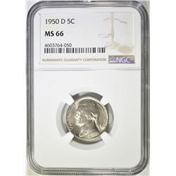 1950-D JEFFERSON NICKEL  NGC MS-66