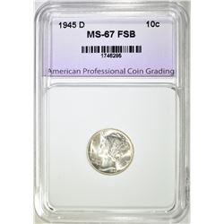 1945-D MERCURY DIME  SUPERB GEM FSB