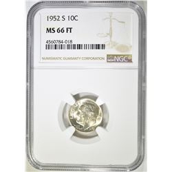 1952-S ROOSEVELT DIME  NGC MS-66 FT