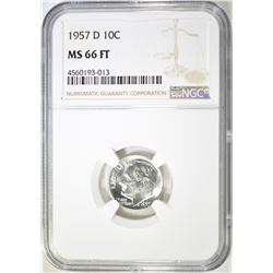 1957-D ROOSEVELT DIME  NGC MS-66 FT