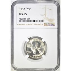 1937 WASHINGTON QUARTER  NGC MS-65