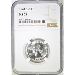 1941-S WASHINGTON QUARTER  NGC MS-65