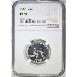 1958 WASHINGTON QUARTER  NGC PF-68