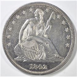 1842 SEATED LIBERTY HALF DOLLAR  AU/BU