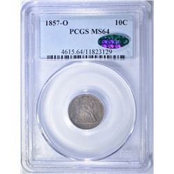 1857-O SEATED LIBERTY DIME  PCGS MS-64  CAC