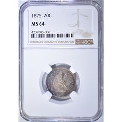 1875 TWENTY CENT NGC MS-64 SEMI-PL SURFACES WITH