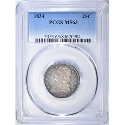 1834 CAPPED BUST QUARTER  PCGS MS-63