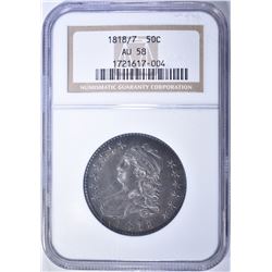 1818/7 BUST HALF DOLLAR  NGC AU-58