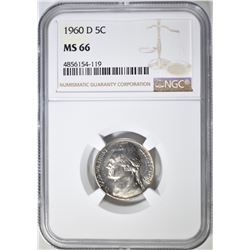 1960-D JEFFERSON NICKEL,  NGC MS-66