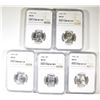 Image 1 : ( 5 ) 1964 WASHINGTON QTR NGC MS-65