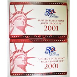 2-2001 U.S. SILVER PROOF SETS IN ORIG PACKAGING