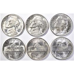 6-GEM BU 1944-P JEFFERSON SILVER NICKELS