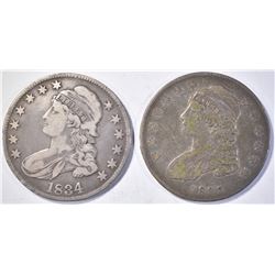 (2) CAPPED BUST HALF DOLLARS 1834 VF &