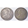 Image 1 : (2) CAPPED BUST HALF DOLLARS 1834 VF &