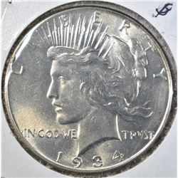 1934 PEACE DOLLAR, CH BU