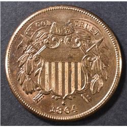 1864 2 CENT  CH/GEM BU  FULL RED