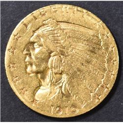 1910 $2.5 GOLD INDIAN  CH BU