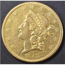 1852-O $20 GOLD LIBERTY  CH AU