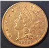 Image 1 : 1865 $20 GOLD LIBERTY  BU  OLD CLEANING