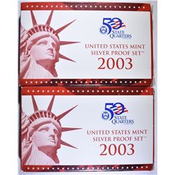 2-2003 U.S. SILVER PROOF SETS IN ORIG PACKAGING