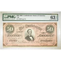 1864 $50 CSA T-66  PMG 63 EPQ