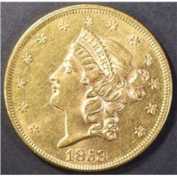 1853 $20 GOLD LIBERTY TYPE 1 CH BU