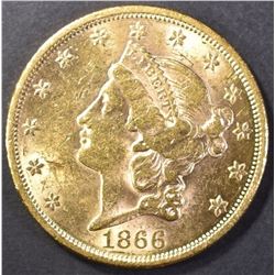 1866 MOTTO $20 GOLD LIBERTY CH BU FLASHY