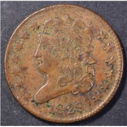 1828 HALF CENT, XF
