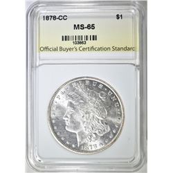 1878-CC MORGAN DOLLAR, OBCS, GEM BU