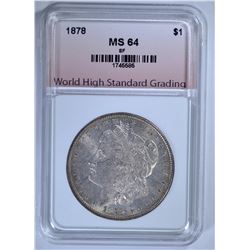 1878 8F MORGAN DOLLAR, WHSG CH/GEM BU
