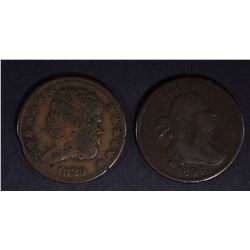 1805 VG & 1829 VF clipped HALF CENTS
