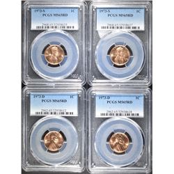 2-1973-D & 2-73-S LINCOLN CENTS, PCGS MS-65 RED