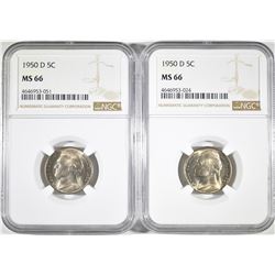 (2) 1950-D JEFFERSON NICKELS