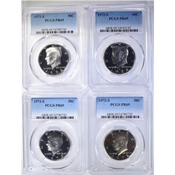 4 1972-S KENNEDY HALVES PCGS PR69