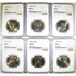 KENNEDY HALF DOLLAR LOT: ALL NGC MS-66