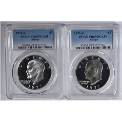 2 1971-S SILVER EISENHOWER DOLLAR PCGS PR-69DCAM