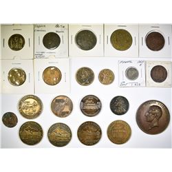 LOT OF 21 OLD FOREIGN COINS MEDALS ETC.