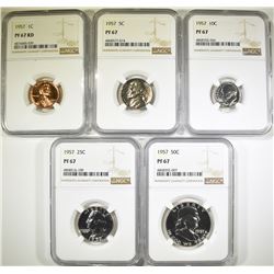 1957 PROOF SET ALL NGC PF 67