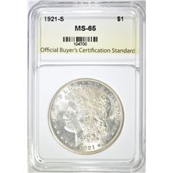 1921-S MORGAN DOLLAR OBCS  GEM BU
