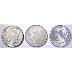 1922-P-D-S PEACE DOLLARS, CH BU