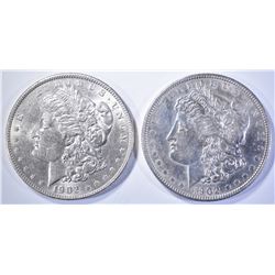 (2) 1902 MORGAN DOLLARS  AU
