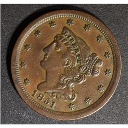 1851 HALF CENT, AU+