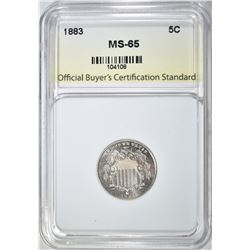 1883 SHIELD NICKEL, OBCS GEM BU