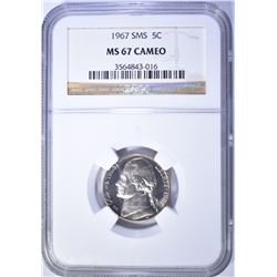 1967 SMS JEFFERSON NICKEL, MS-67 CAMEO