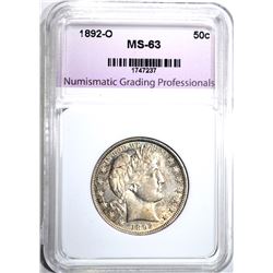 1892-O BARBER HALF DOLLAR, NGP CH BU
