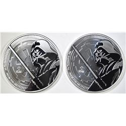 2-2018 NIUE 2018 DARTH VADER 1oz SILVER COINS