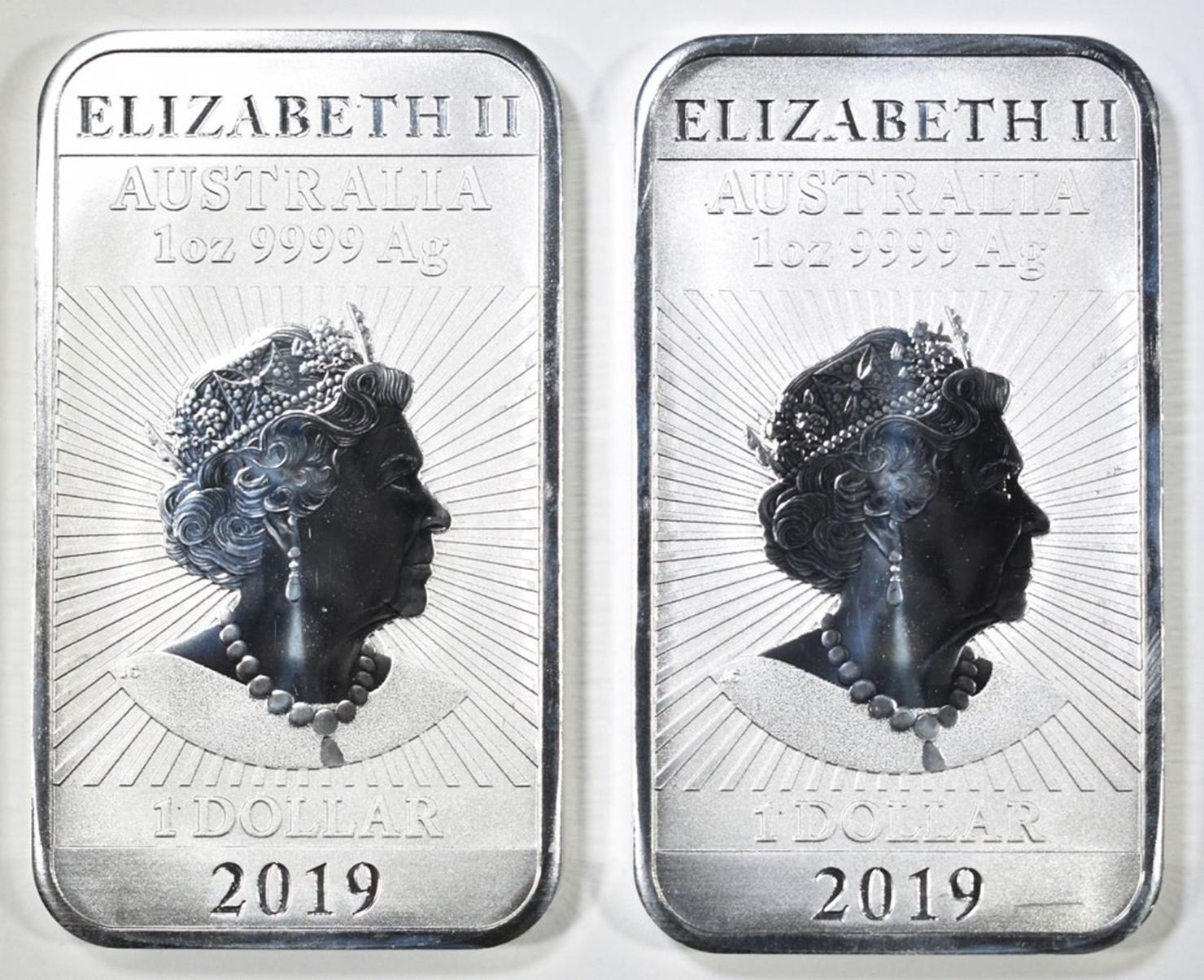 2-PERTH MINT 1oz SILVER RECTANGULAR COINS